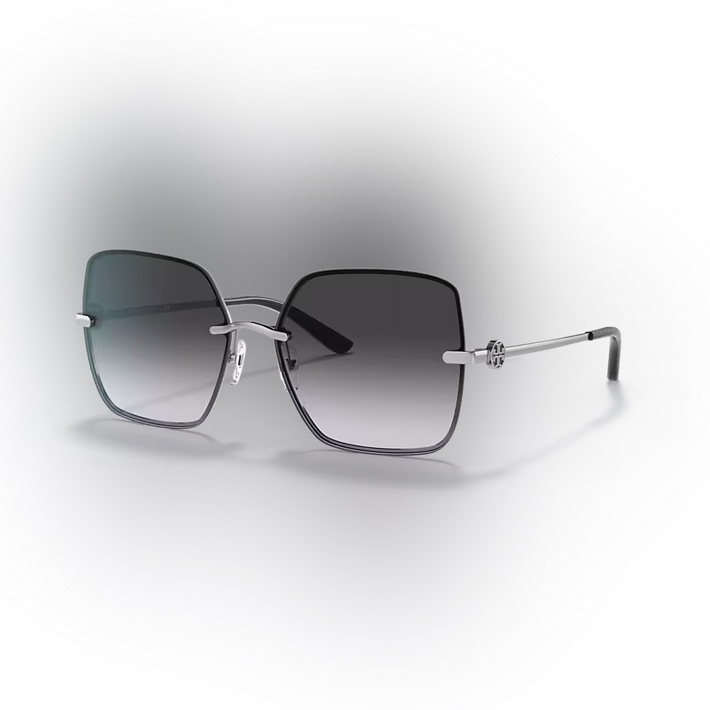 tory burch TY6080 31618G silver frame grey lense sunglasses w leopard print